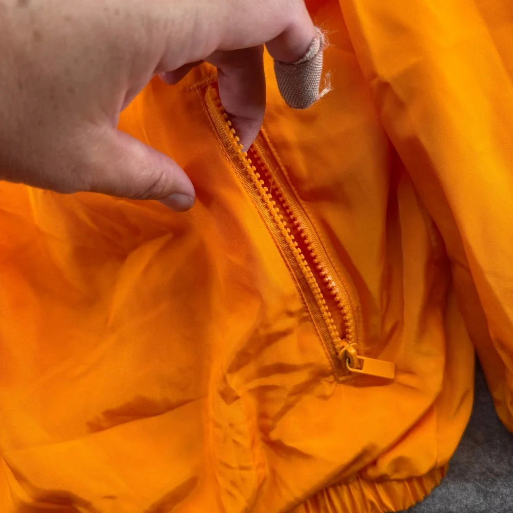Disney Windbreaker Jacket Unisex XL Orange Mickey & Friends Embroidered Zip Up - Picture 12 of 16
